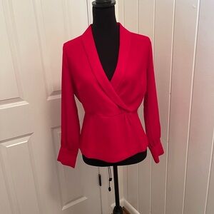 J. Crew Vibrant Red Wrap Blouse